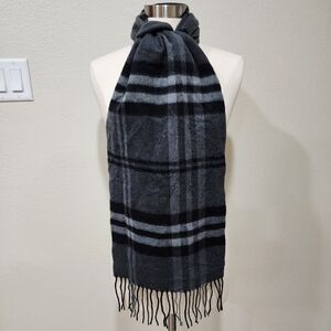Enzo Mantovani Cashmere x Wool Scarf Plaid Black & Gray Unisex Luxury